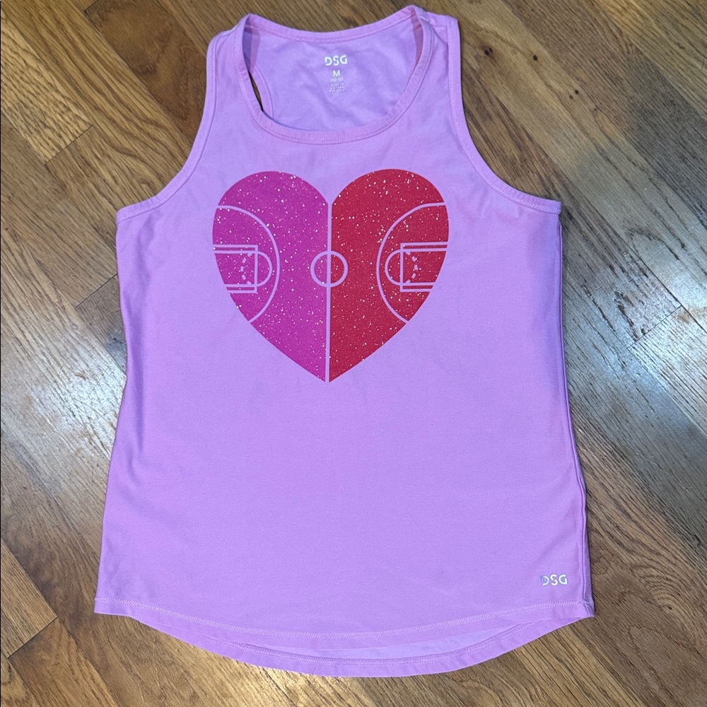 Super cute girls’ athletic tank - basketball theme